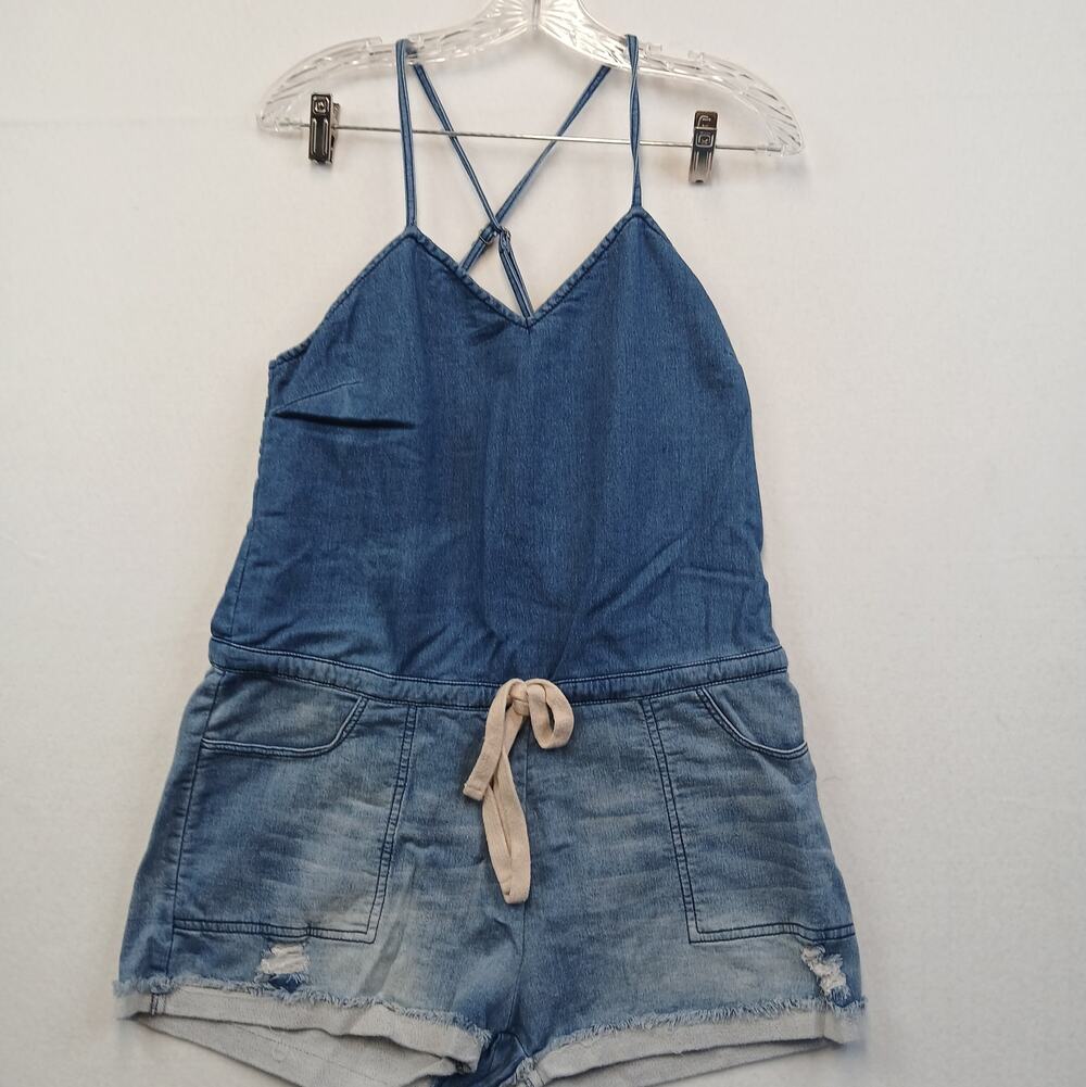 Dance Marvel Soft Chambray Romper S Sleeveless Distressed Jean Overall